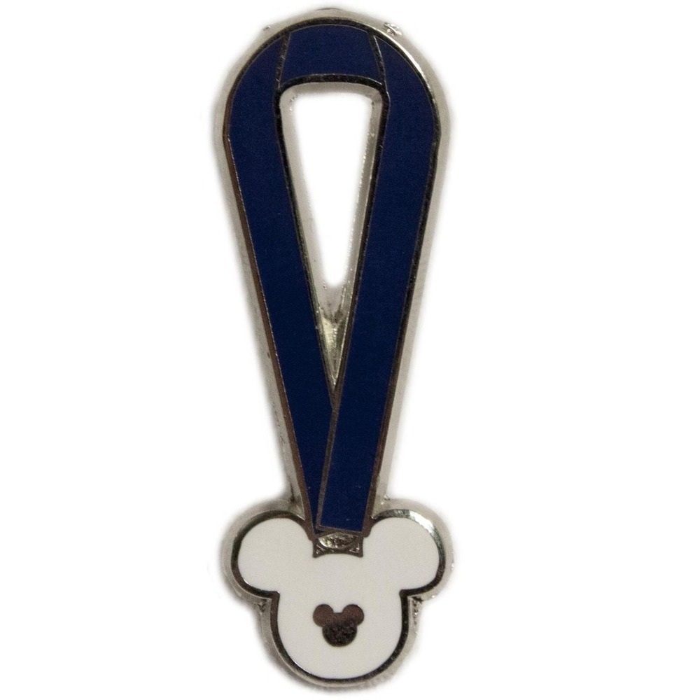 Walt Disney World Pin  Hidden Mickey Lanyard Blue‎ Silver Metal 75170 WDW 2010